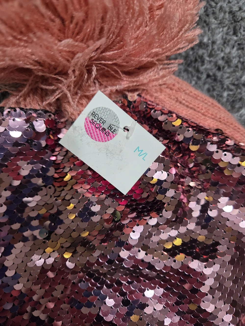 Sequin Pom Beanie for Kids - Coral Pink